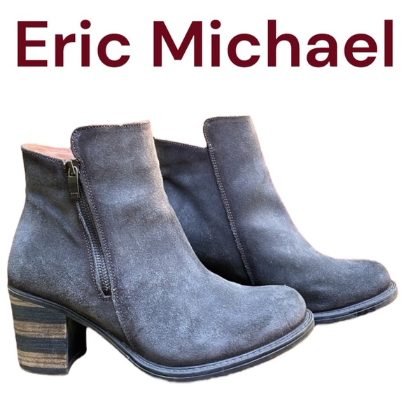 Eric Michael-gorgeous charcoal gray suede leather side zip boot size 9. EUC! - Picture 1 of 15